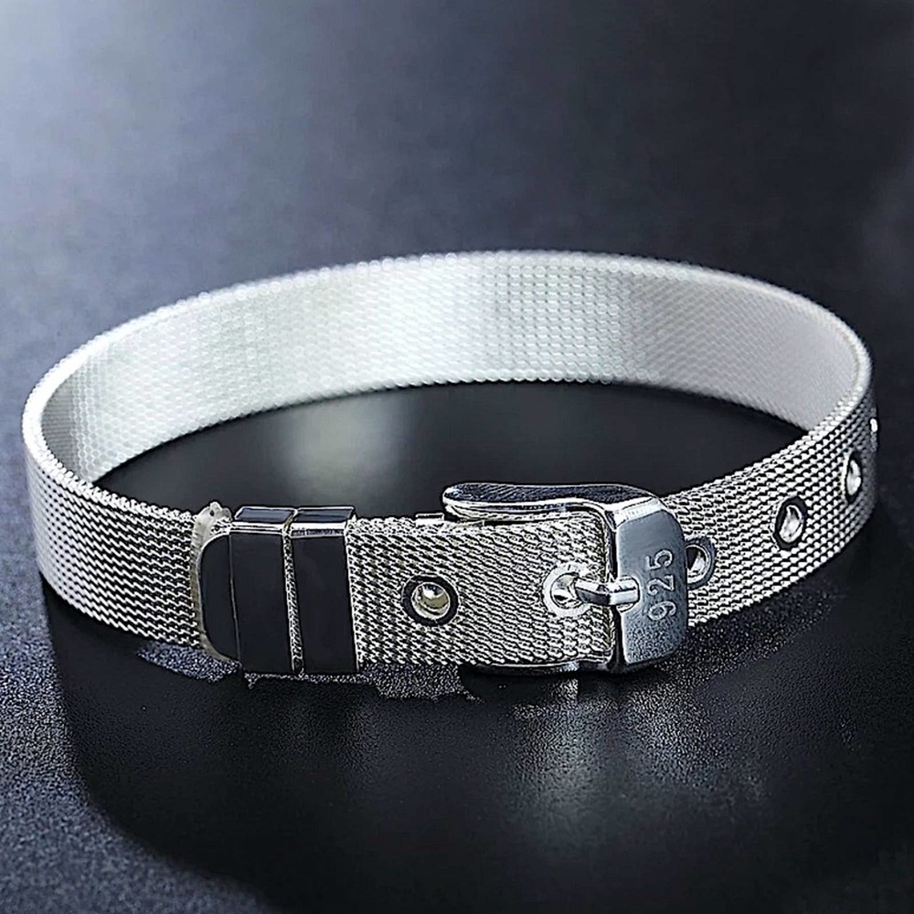 Sterling Silver Belt Buckle Unisex Bracelet